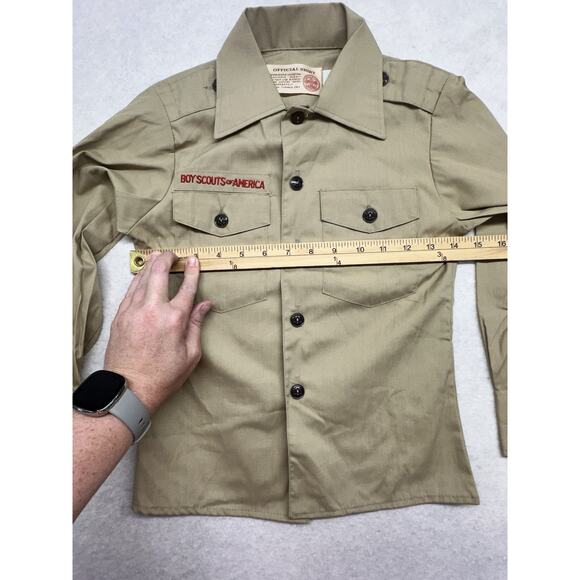 BOY SCOUTS Of America Size 8 Youth Uniform Shirt LONG SLEEVE Tan - Picture 4 of 6